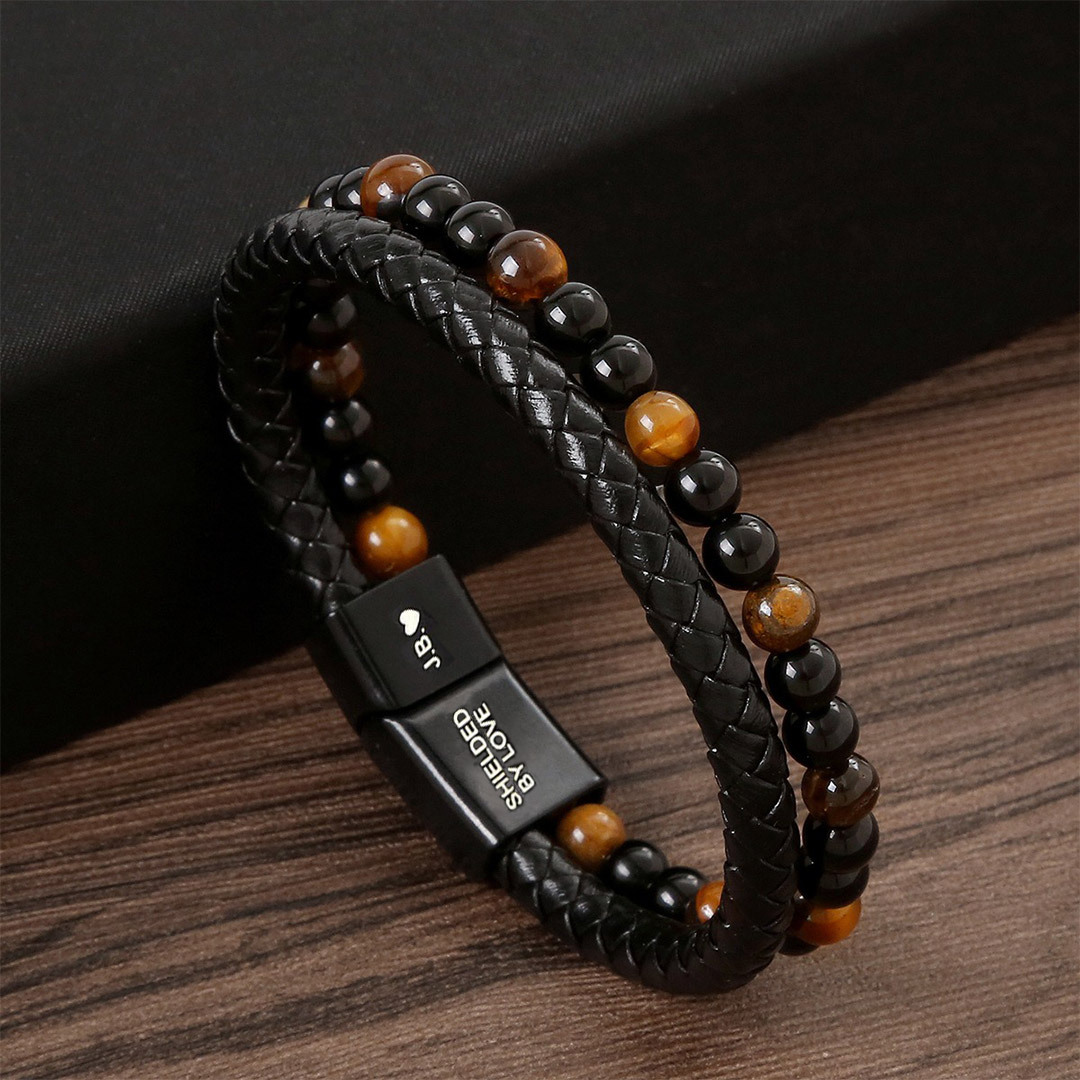 For Son - I'm Always With You Tiger Eye Protection Beaded Bracelet