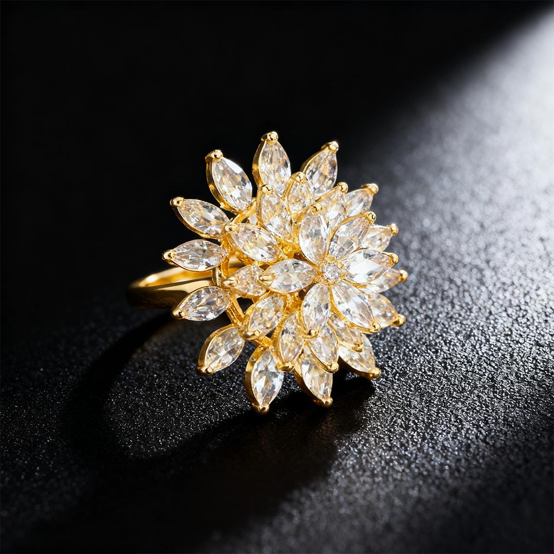 Fuck It and Begin Again-Rotating Snow Lotus Open Ring