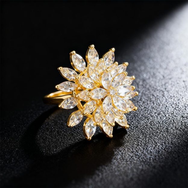 Fuck It and Begin Again-Rotating Snow Lotus Open Ring