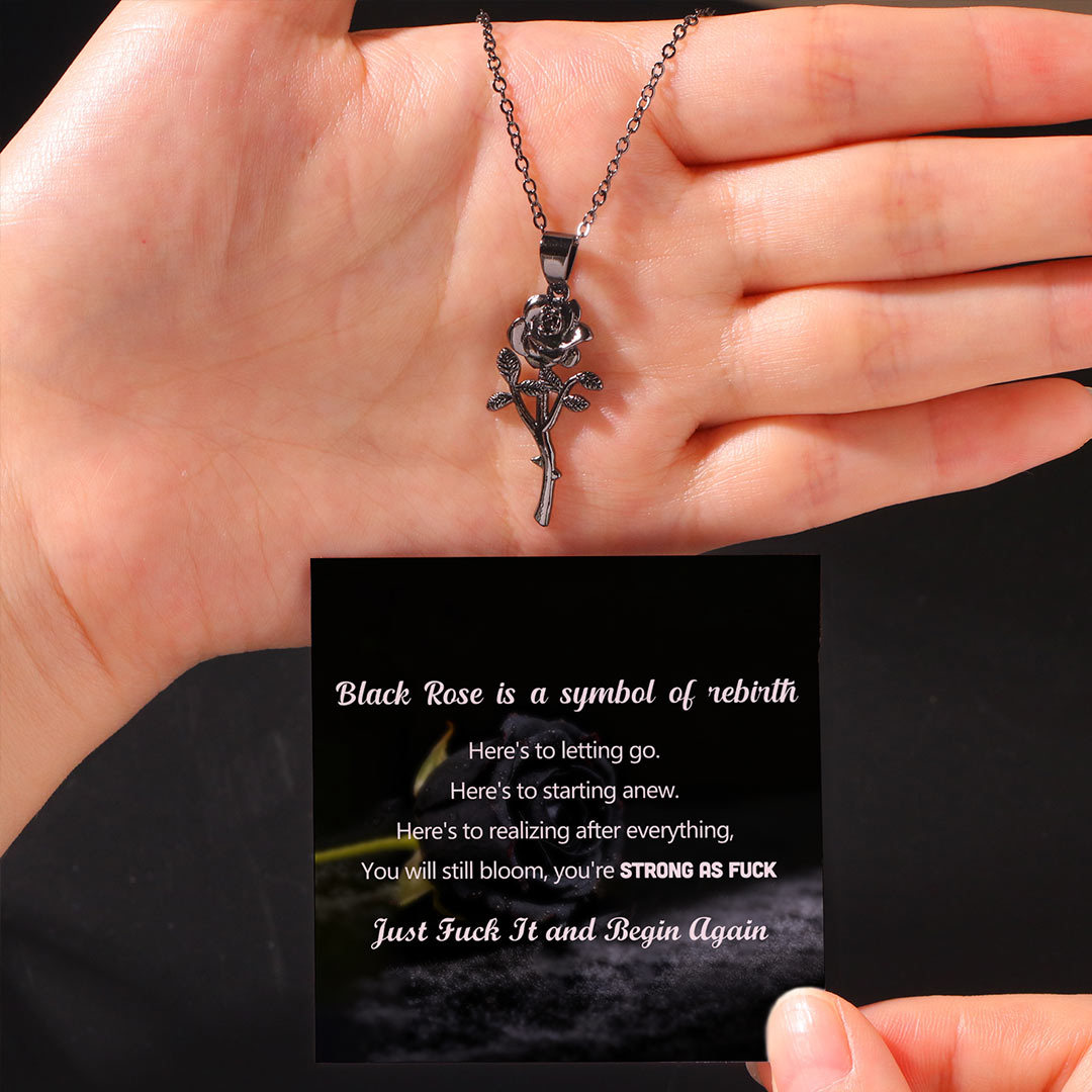 Begin Again Black Rose Necklace