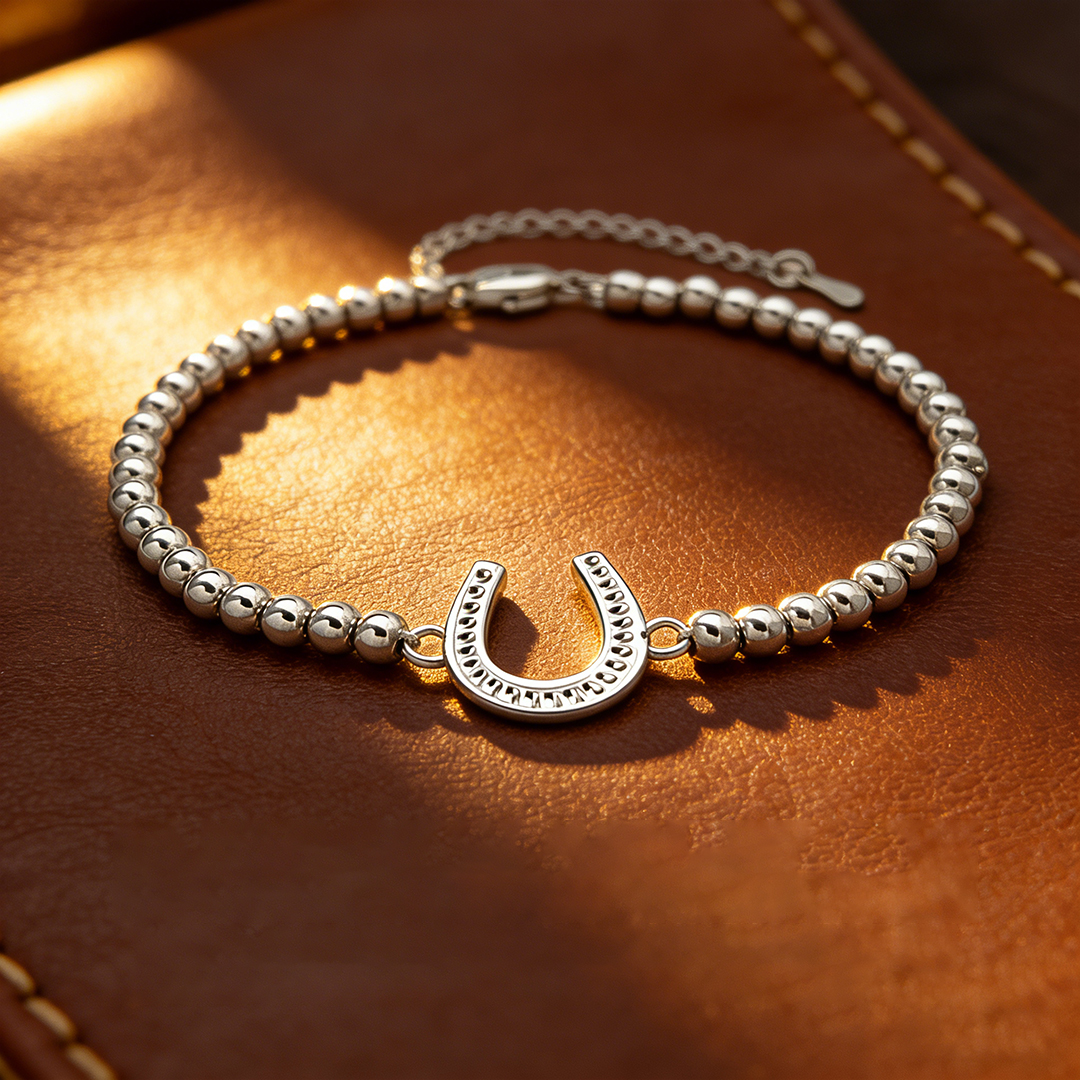 Ride More, Worry Less-Horseshoe-shaped bead bracelet