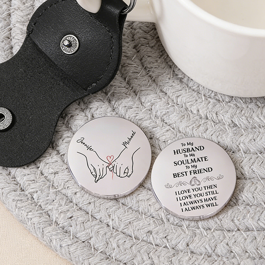 For Love-Personalized Couple Hand-Holding Name Coin