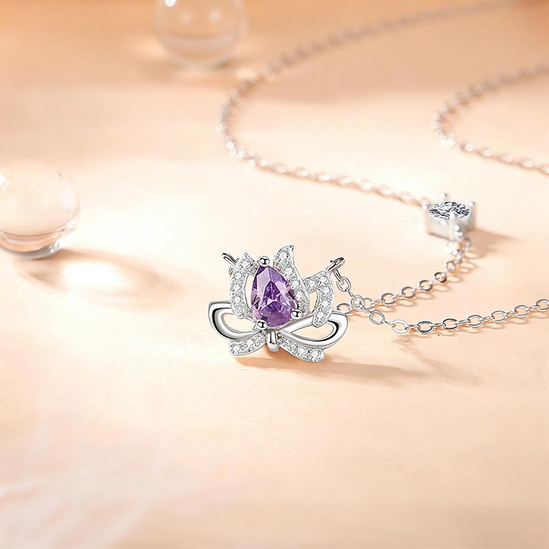 925 Sterling Silver Lotus Bow Necklace