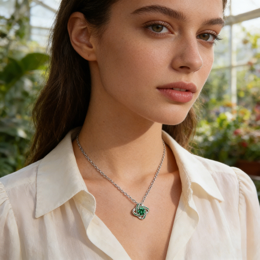Irish Celtic Knot Emerald Necklace