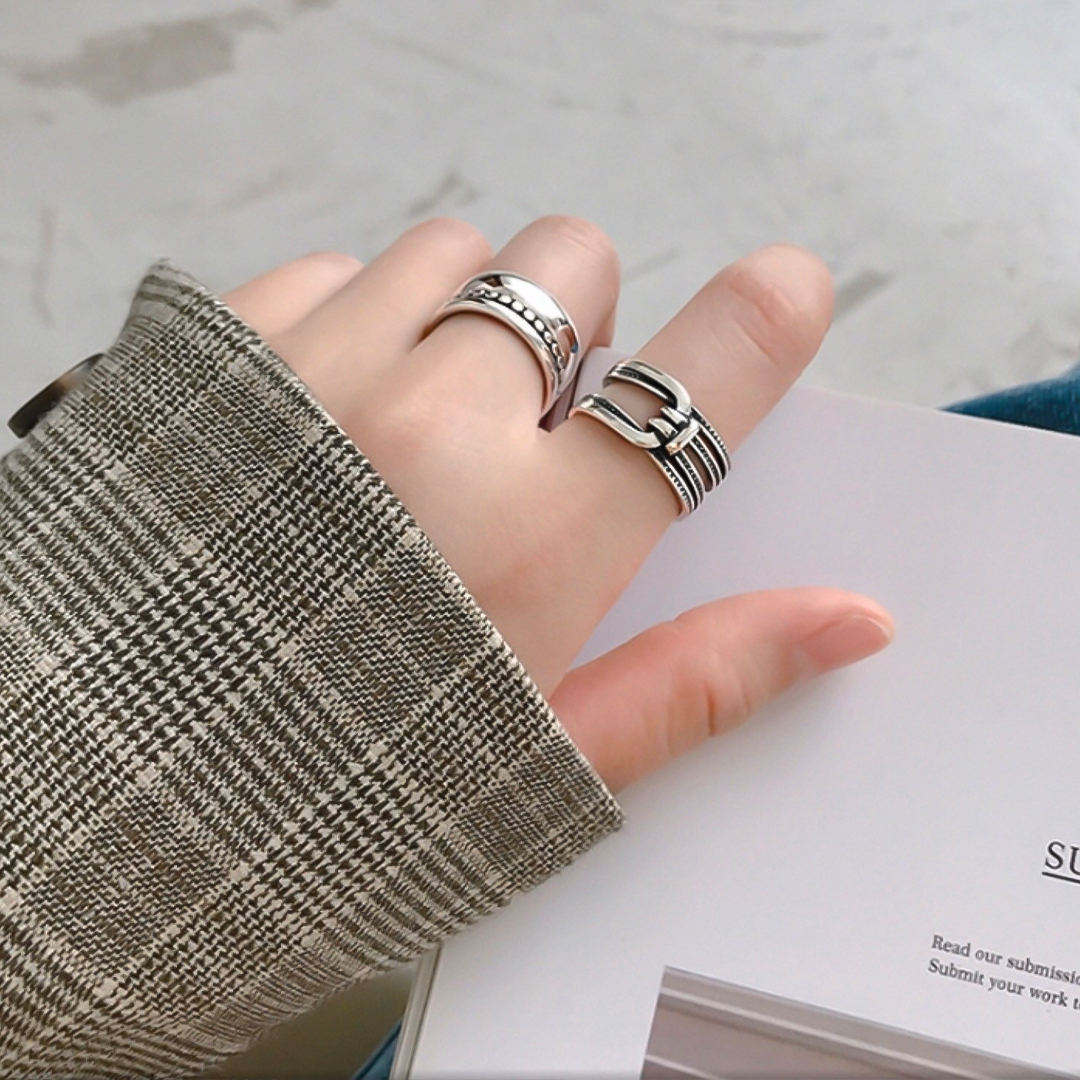 For Daughter - S925 Mother & Daughter Forever Linked Together Horseshoe Buckle Open Ring