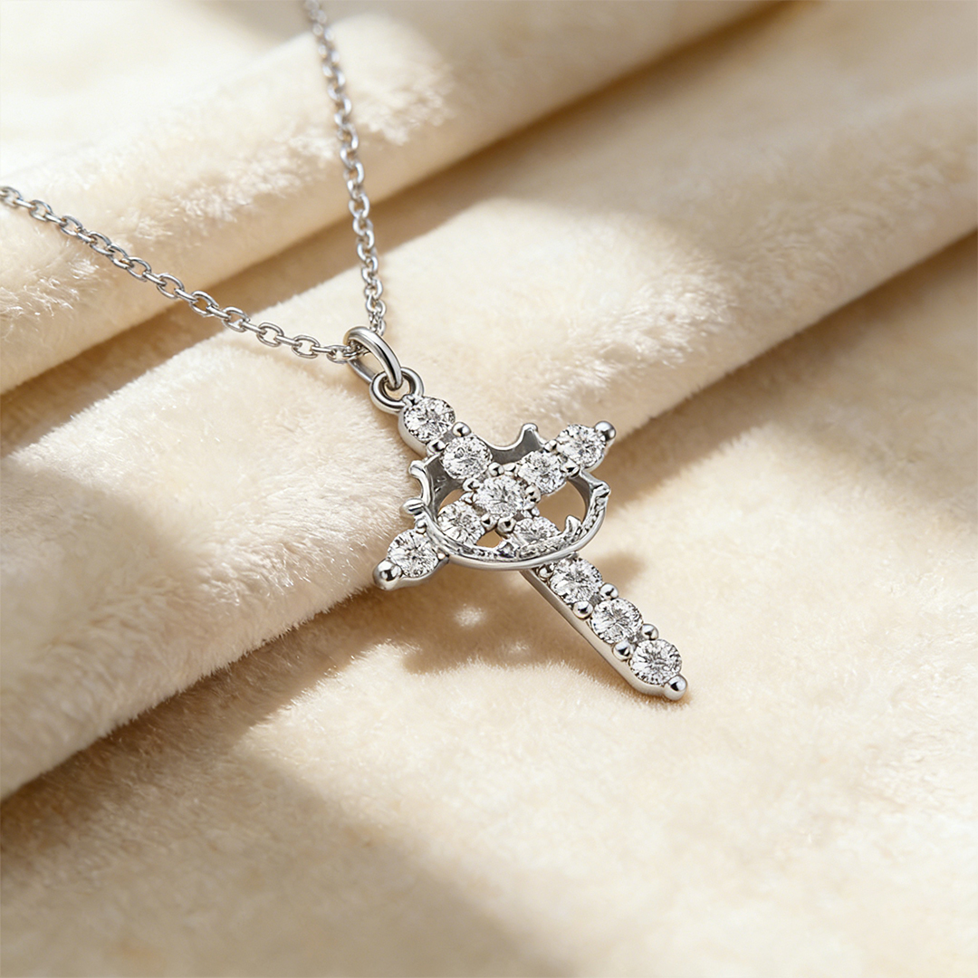 Easter Day Special Offer - Jesus Is With You Always Crown Cross Necklace