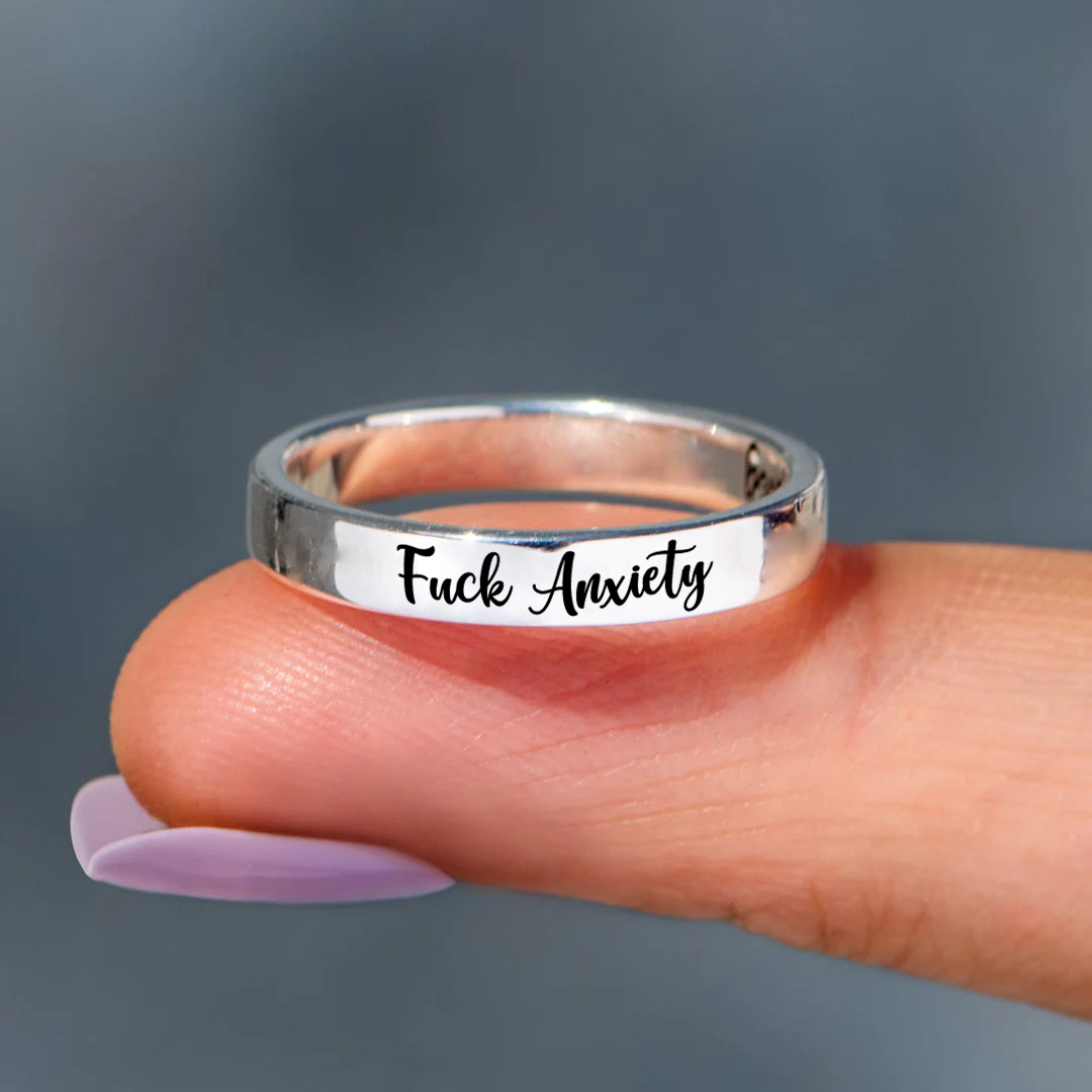 S925 Fuck Anxiety Circle Ring