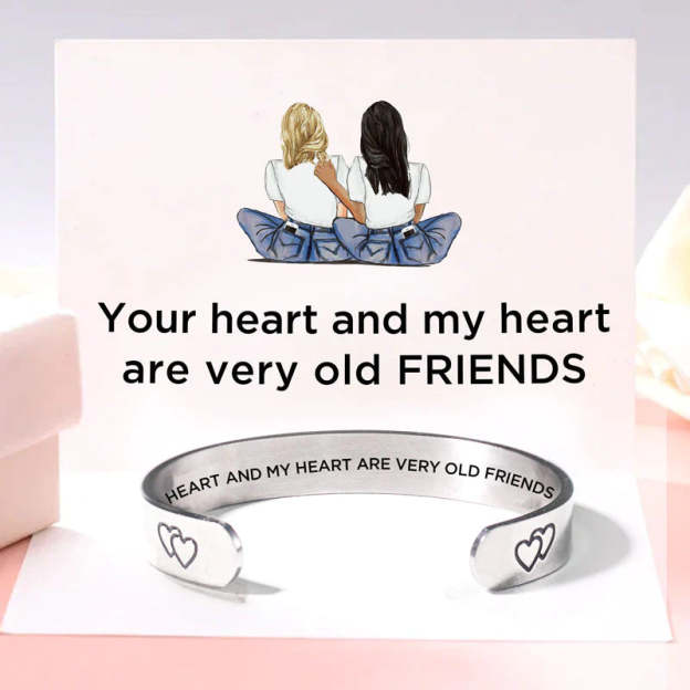 For Friend - Your Heart And My Heart Are Very Old Friends Double Heart Bracelet-37bracelet