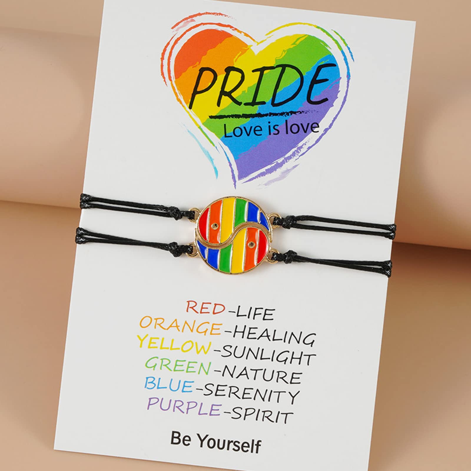 Yin and Yang Rainbow Card Bracelet