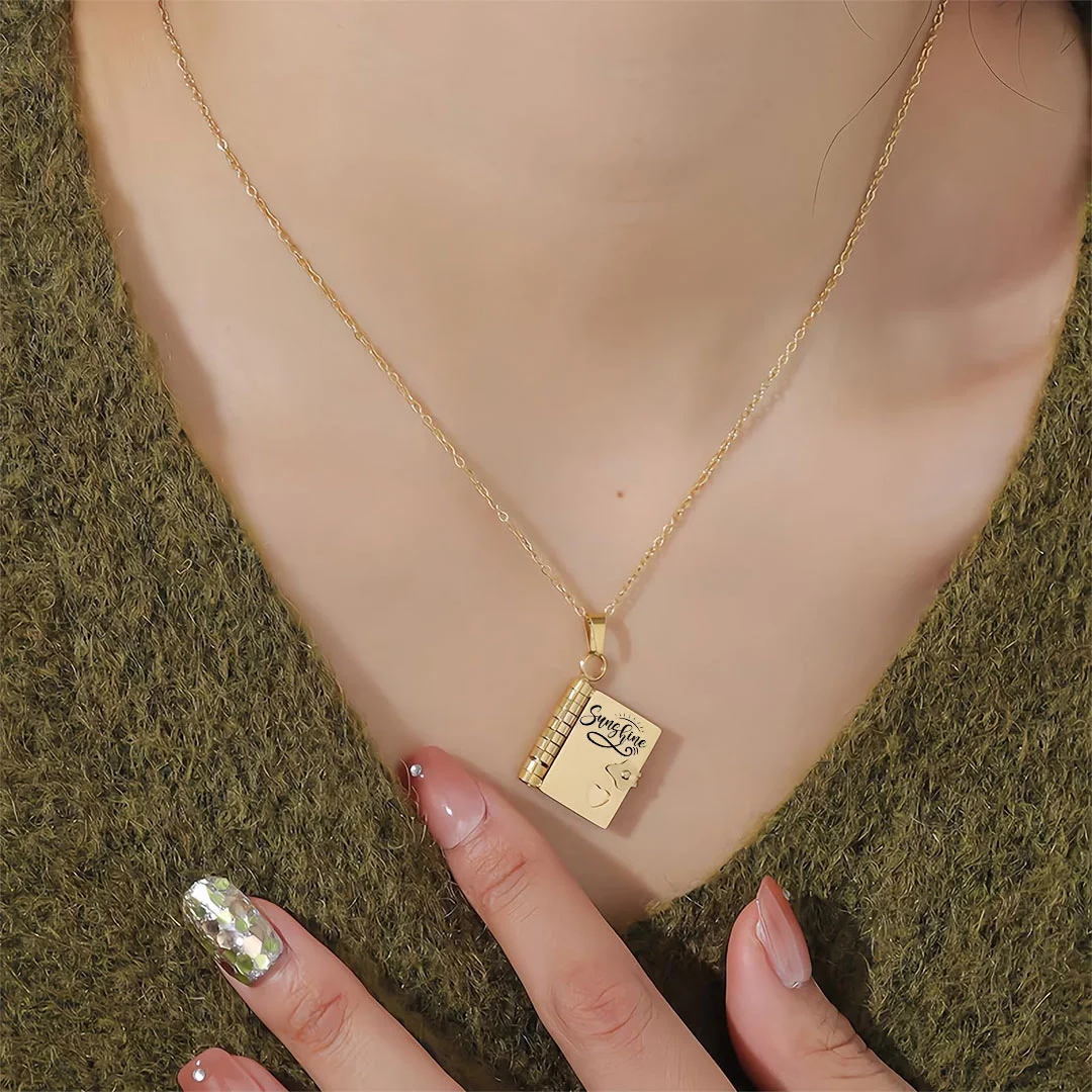 For Daughter - You're My Sunshine Book Necklace