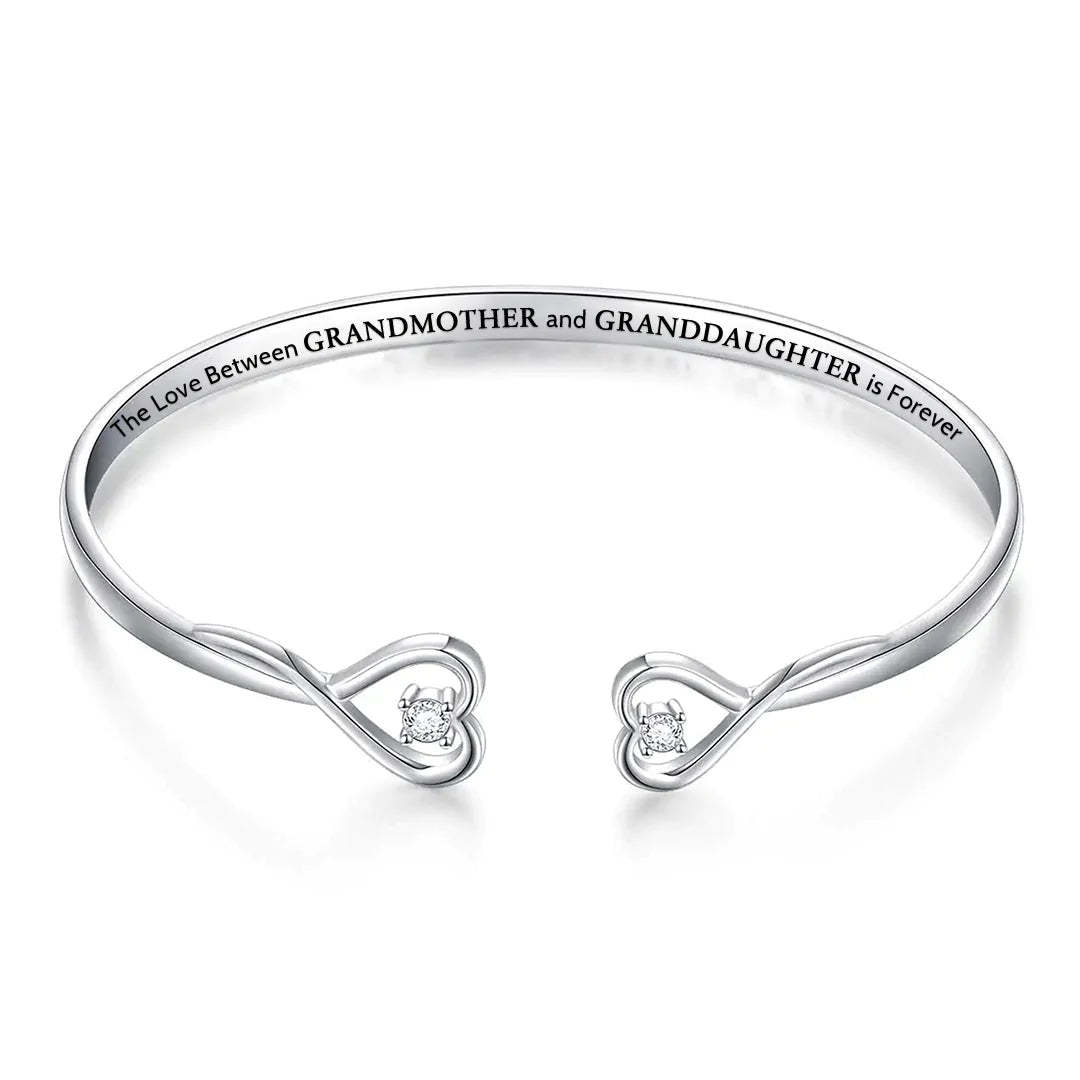 The Love Between Grandmother And Granddaughter Is Forever Double Heart Bracelet