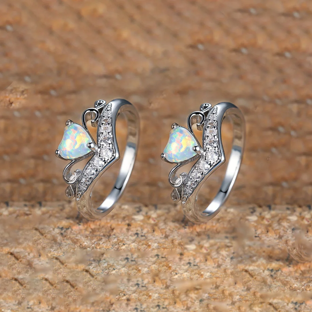 Matching Mother & Daughter Love Crown Opal Ring