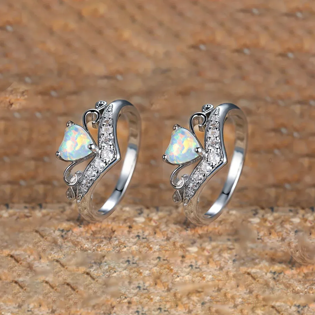 Matching Mother & Daughter Love Crown Opal Ring