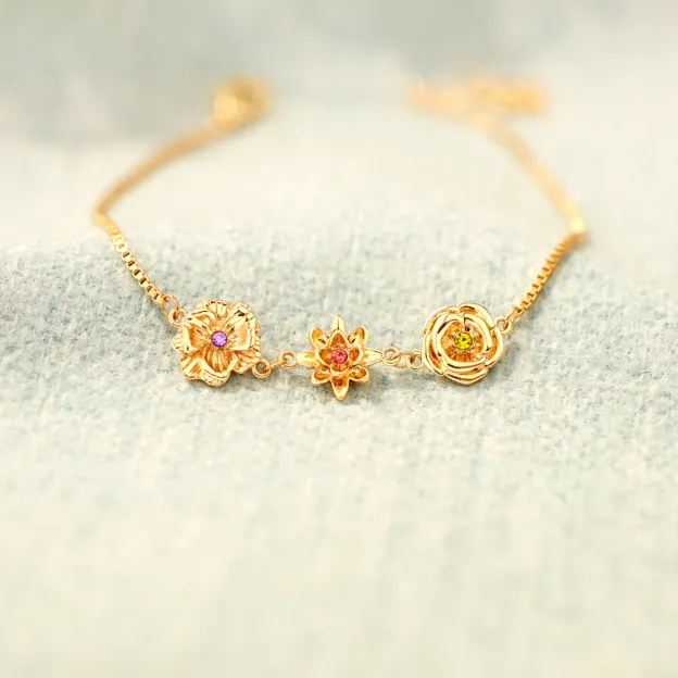 1-10 THREE-DIMENSIONAL BIRTH FLOWERS BRACELET