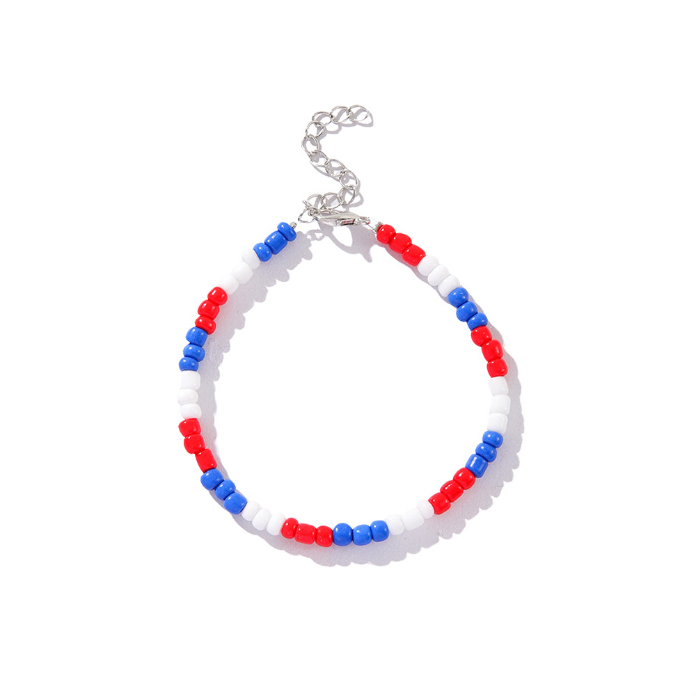 Red-Blue-White Beads Bracelet