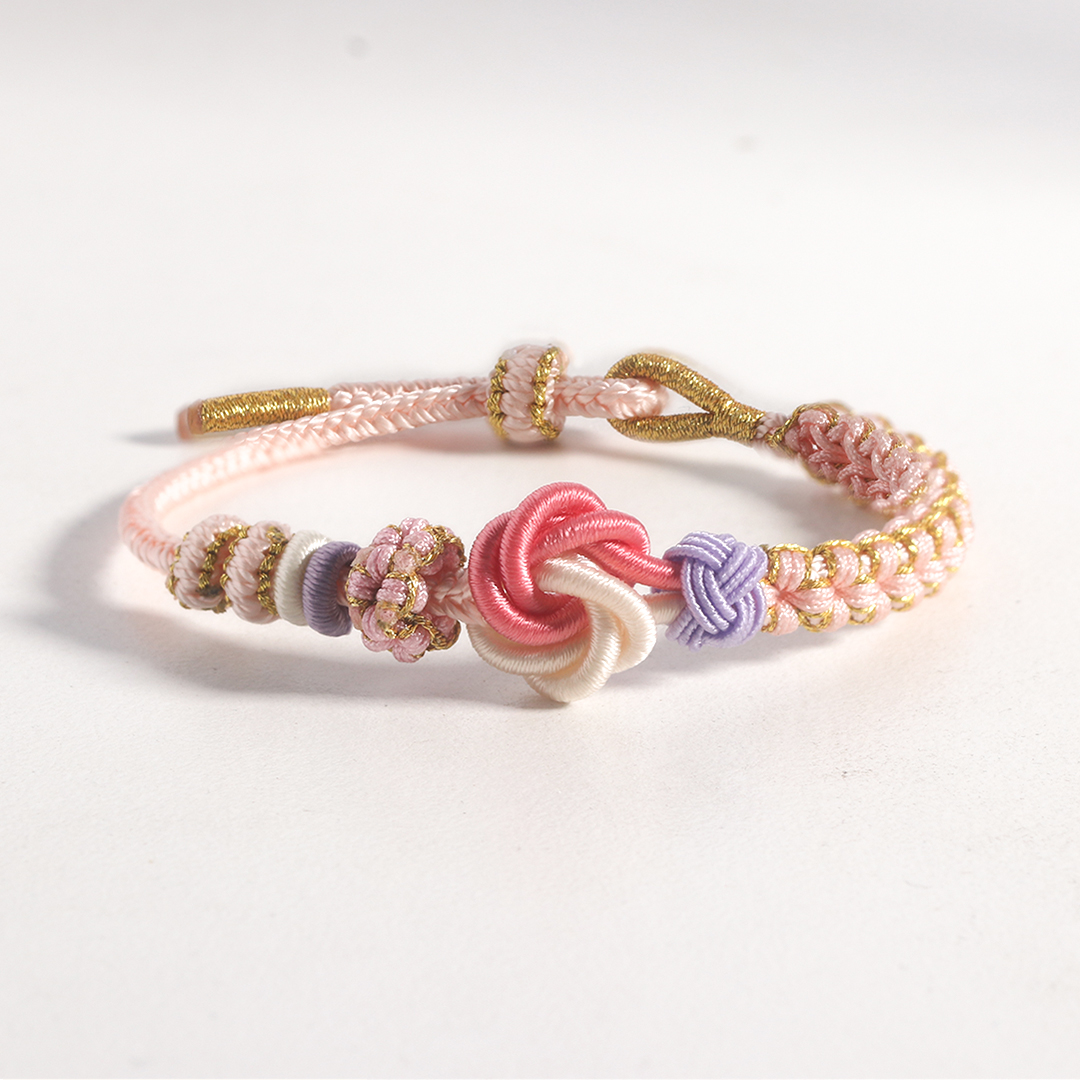 For Daughter - Mother And Daughter A link That Can Never Be Undone Peach Blossom Knot Bracelet