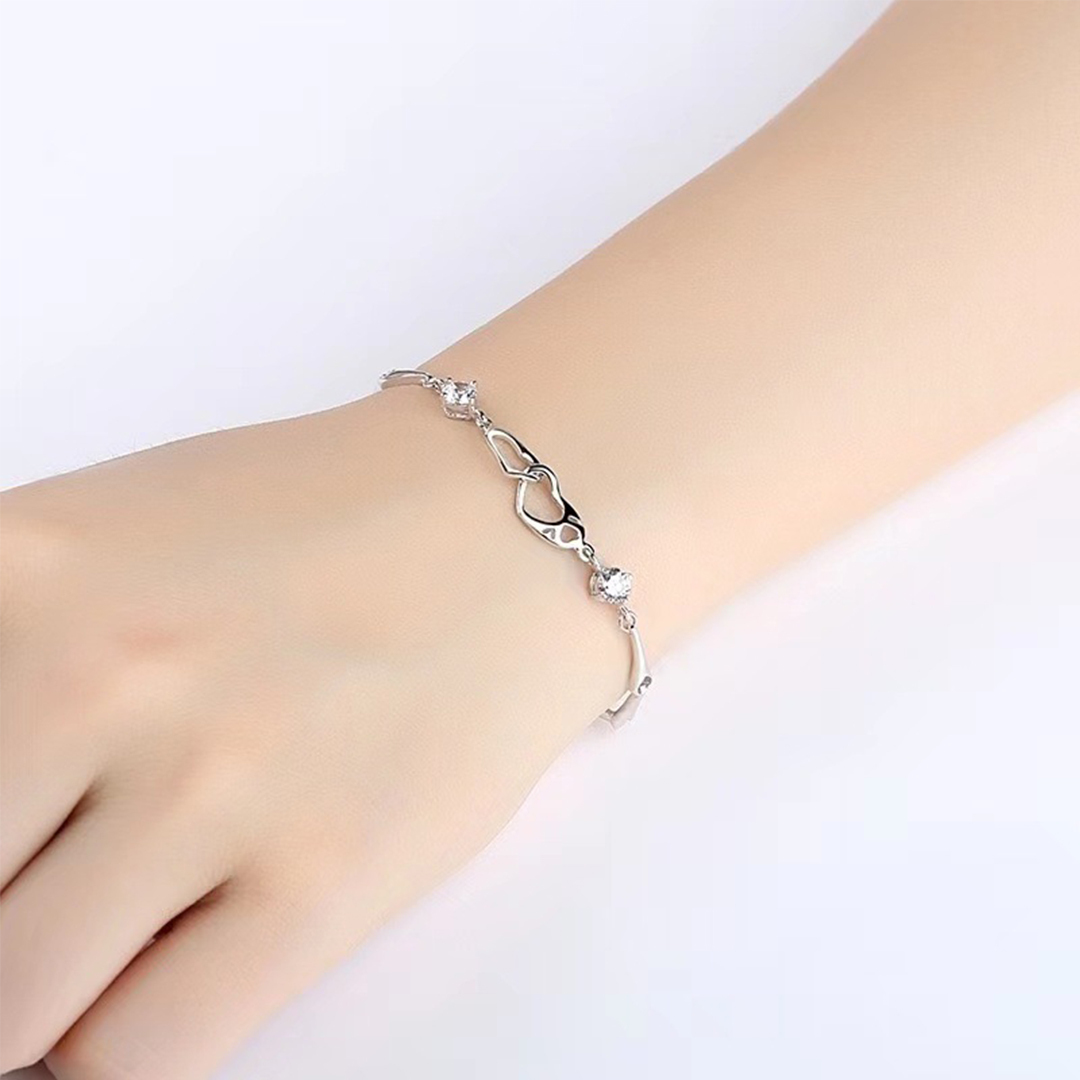 S925 Forever Linked Together Double Diamond Bracelet