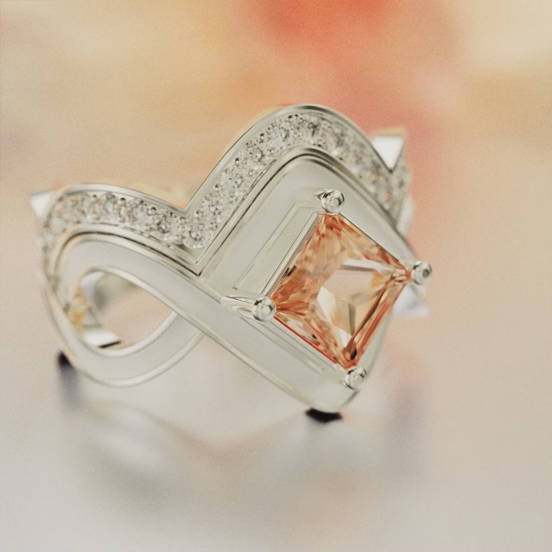 For Love - S925 Yellow Crystal Wave Ring