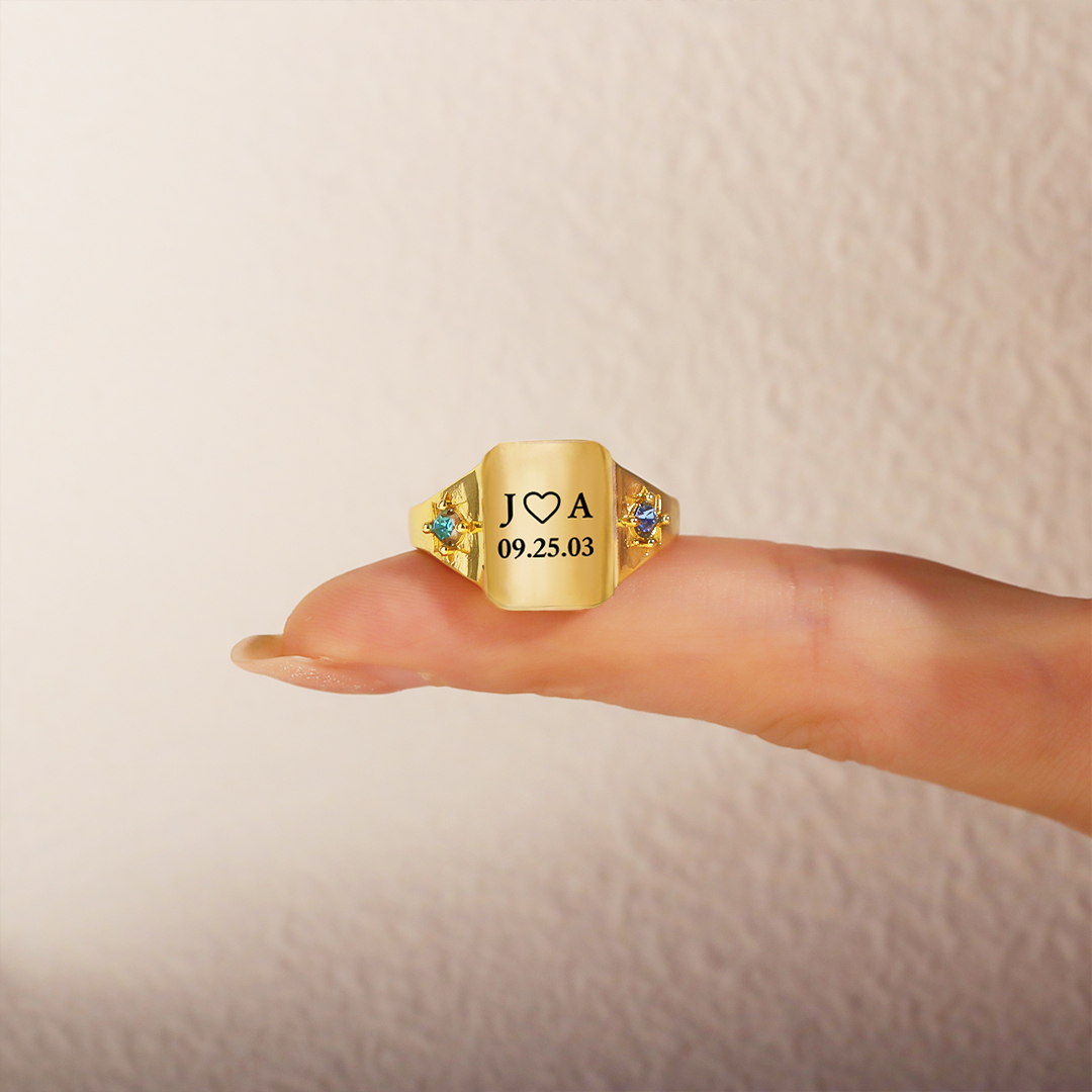 S925 Custom Initial & Special Date Ring