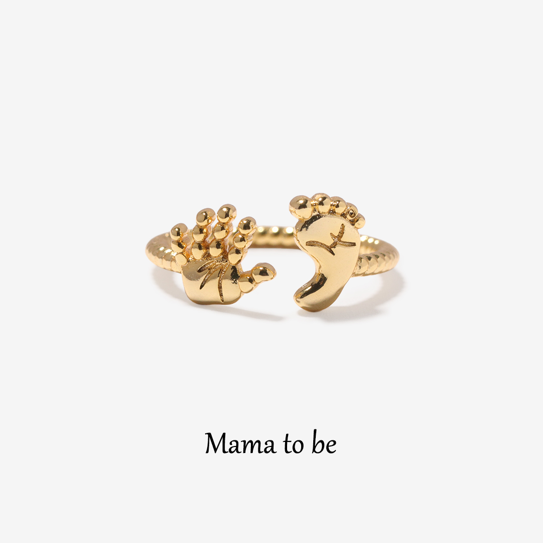 For Mother - S925 You Are Going to Make a Wonderful Mama Baby Palm and Feet Ring