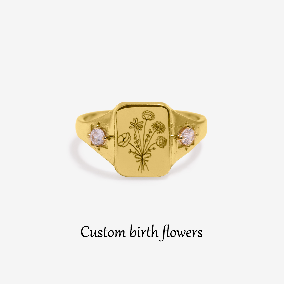 S925 Custom Birth Flower Ring – A Gift of Endless Beauty