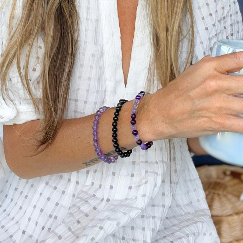 I Will Love And Protect You From Anything You Fear Amethyst Stress Relief Beaded Bracelet Set
