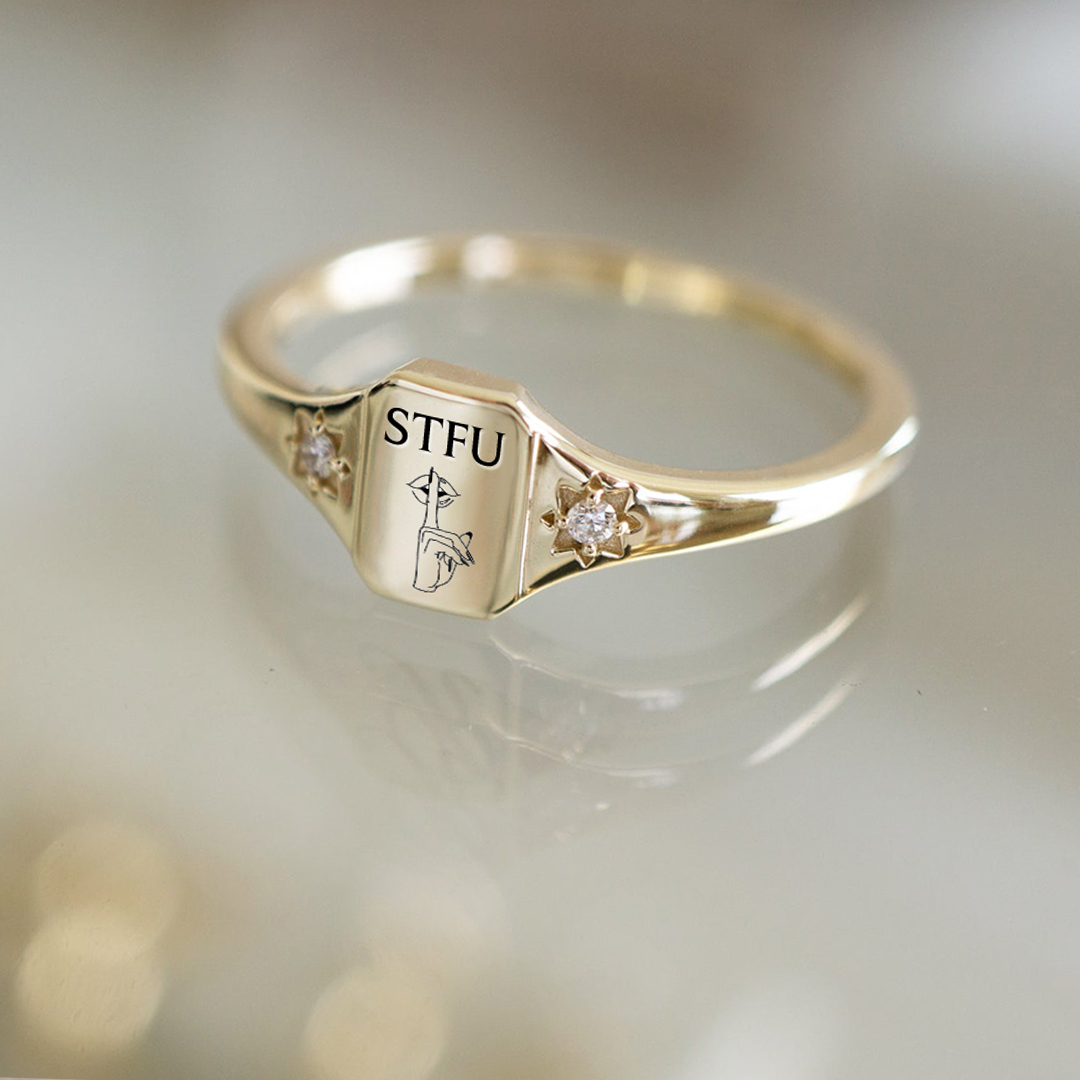 S925 STFU Square Ring 