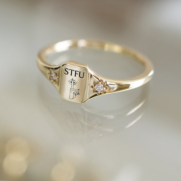 S925 STFU Square Ring 