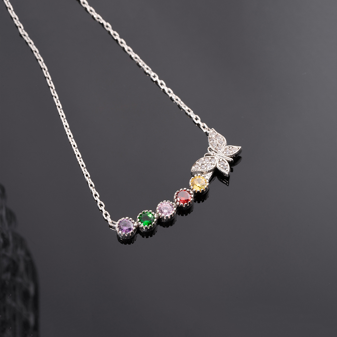 For Mother/Grandma - Personalized Butterfly Birthstone Necklace