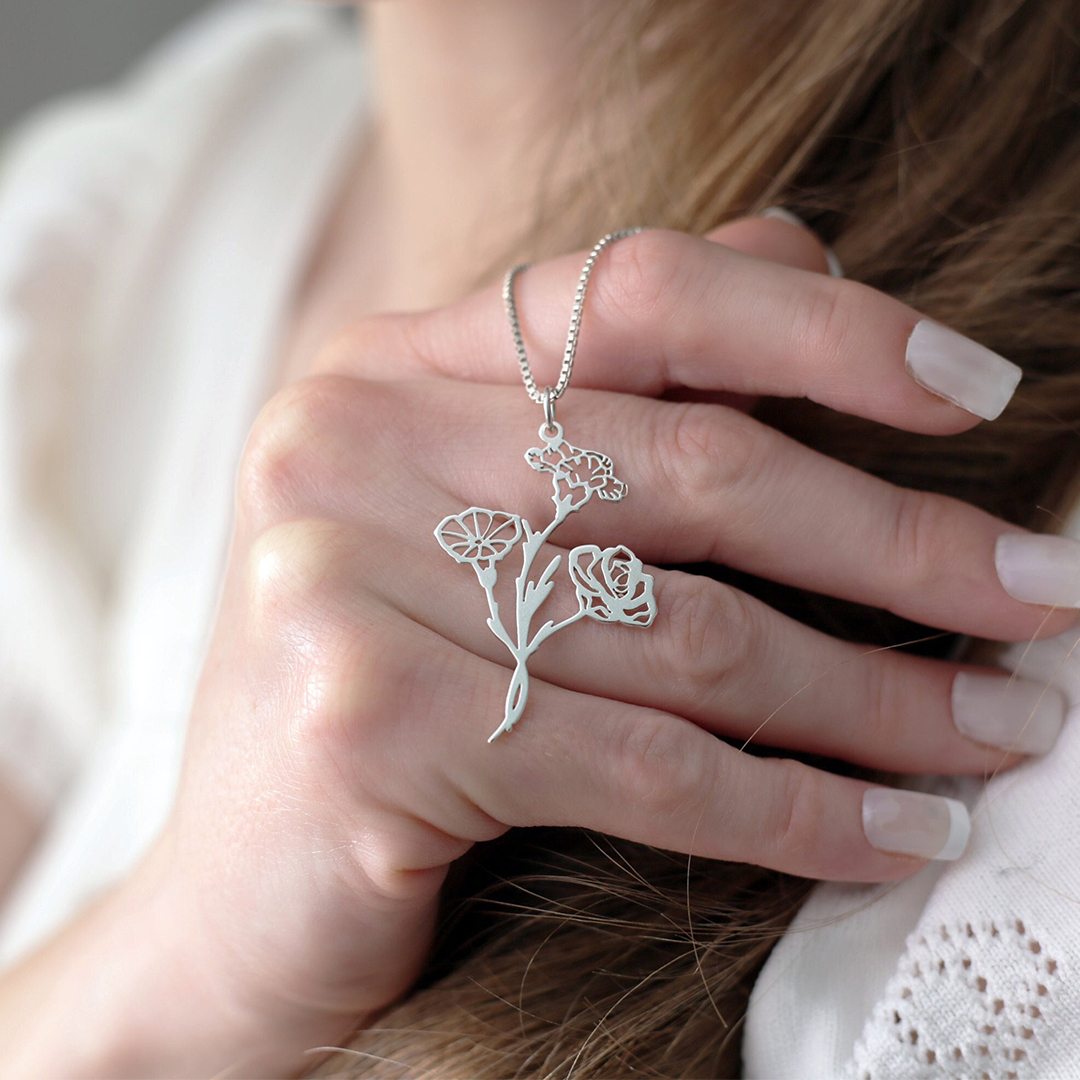For Mother/Nana - Birth Flower Bouquet Necklace