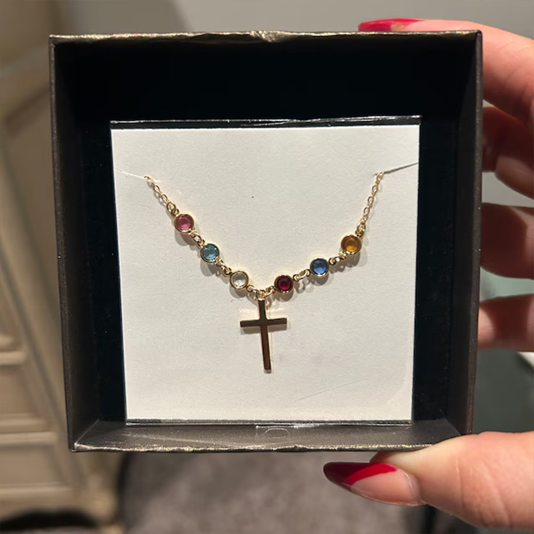 For Mother/Nana - Holy Cross Birthstone Custom  Necklace