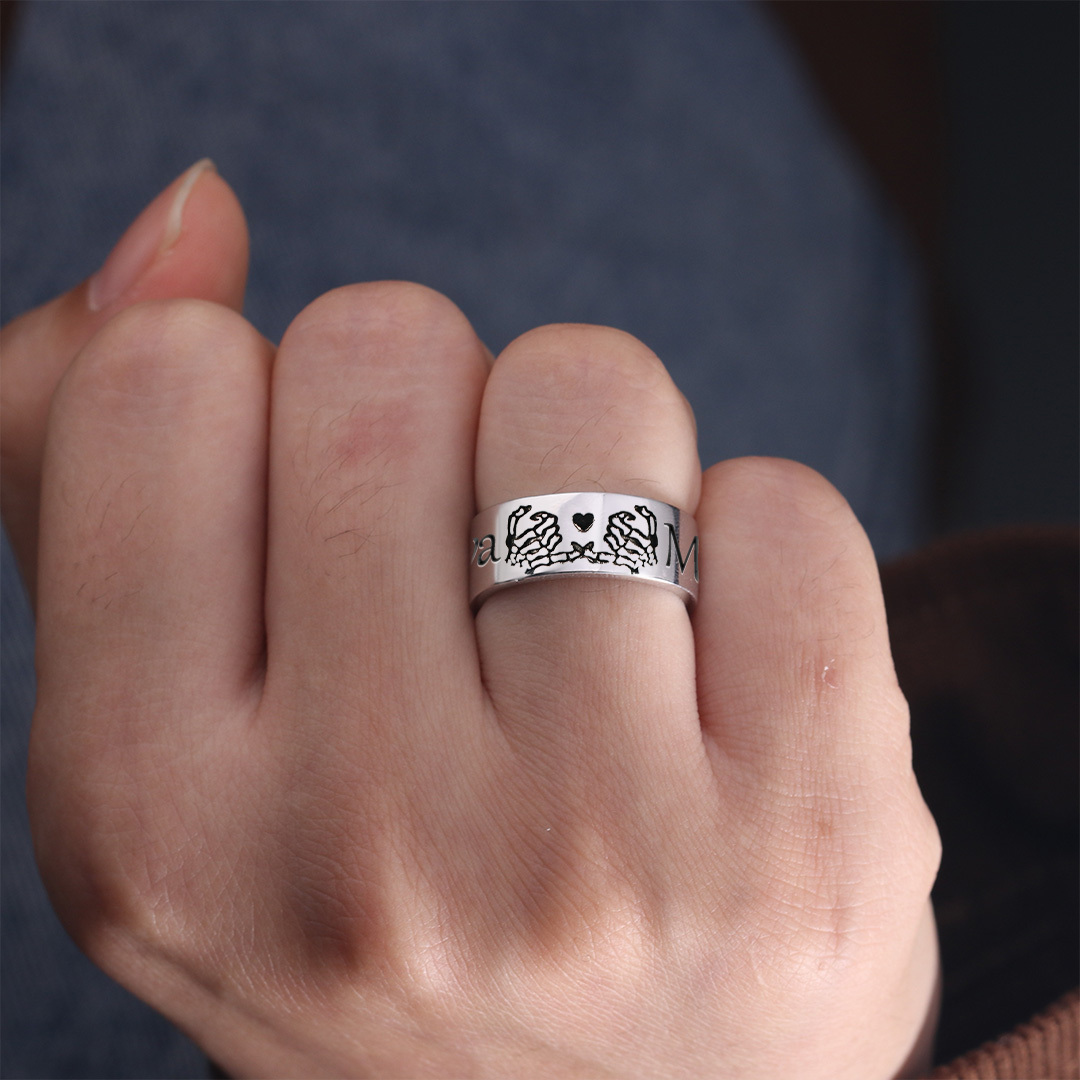 For Mother- S925 Skeleton Promise Custom Name Ring