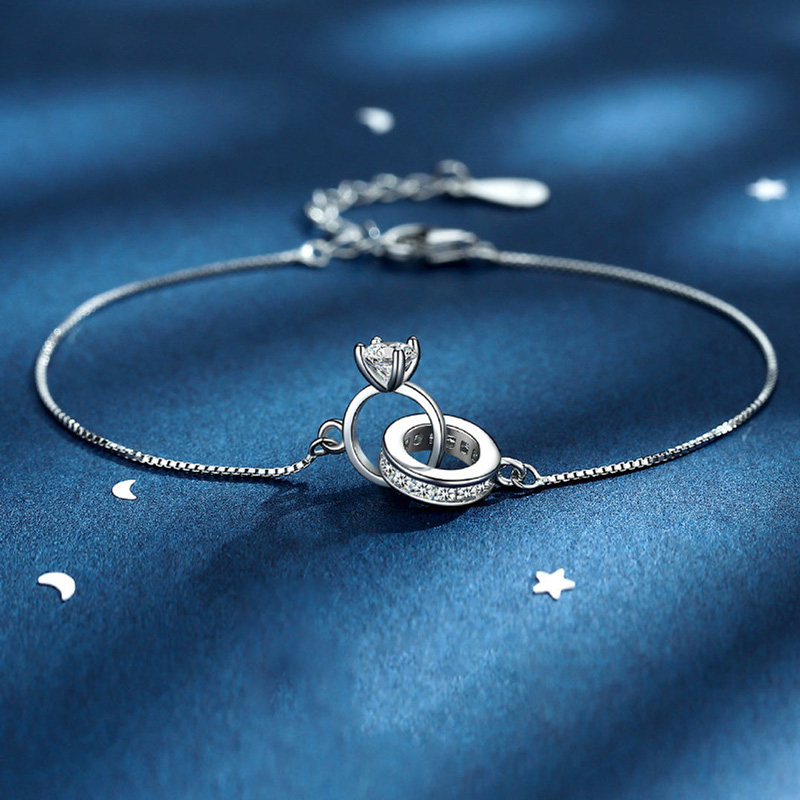 For Wife - S925 I Love You Forever And Always Interlocking Diamond Bracelet