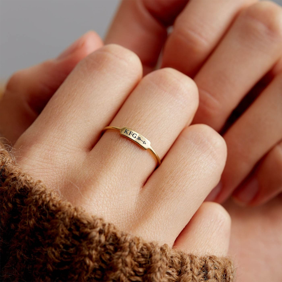 Keep Fucking Going Dainty Bar Ring