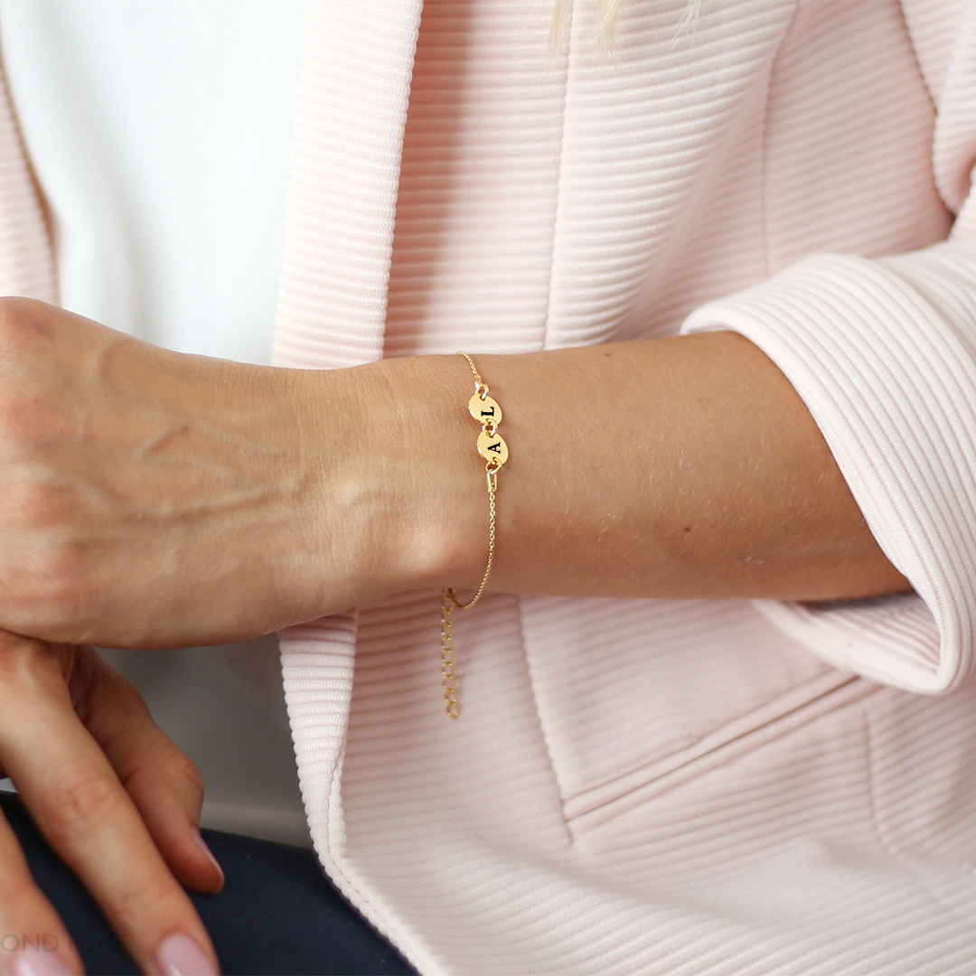 Mother And Daughter Forever Linked Together Custom Initials Bracelet