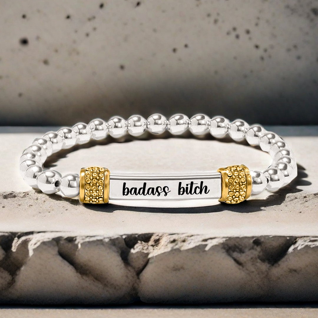 For Friend - Badass Bitch Dainty Diamond Beaded Stretch Bracelet