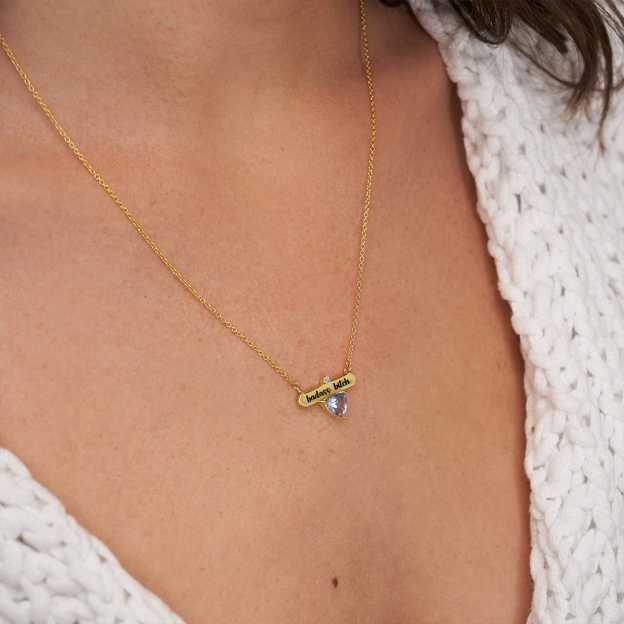 Badass Bitch Custom Birthstone Necklace