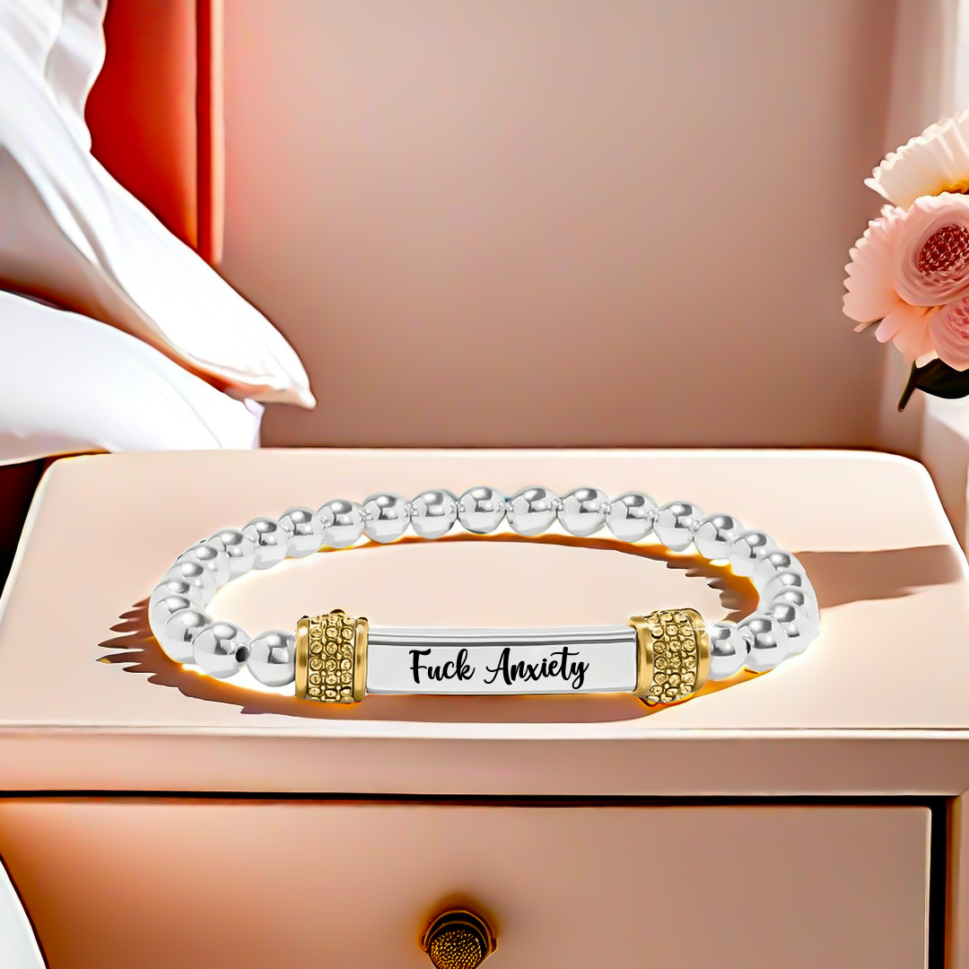 Fuck Anxiety Dainty Diamond Beaded Stretch Bracelet