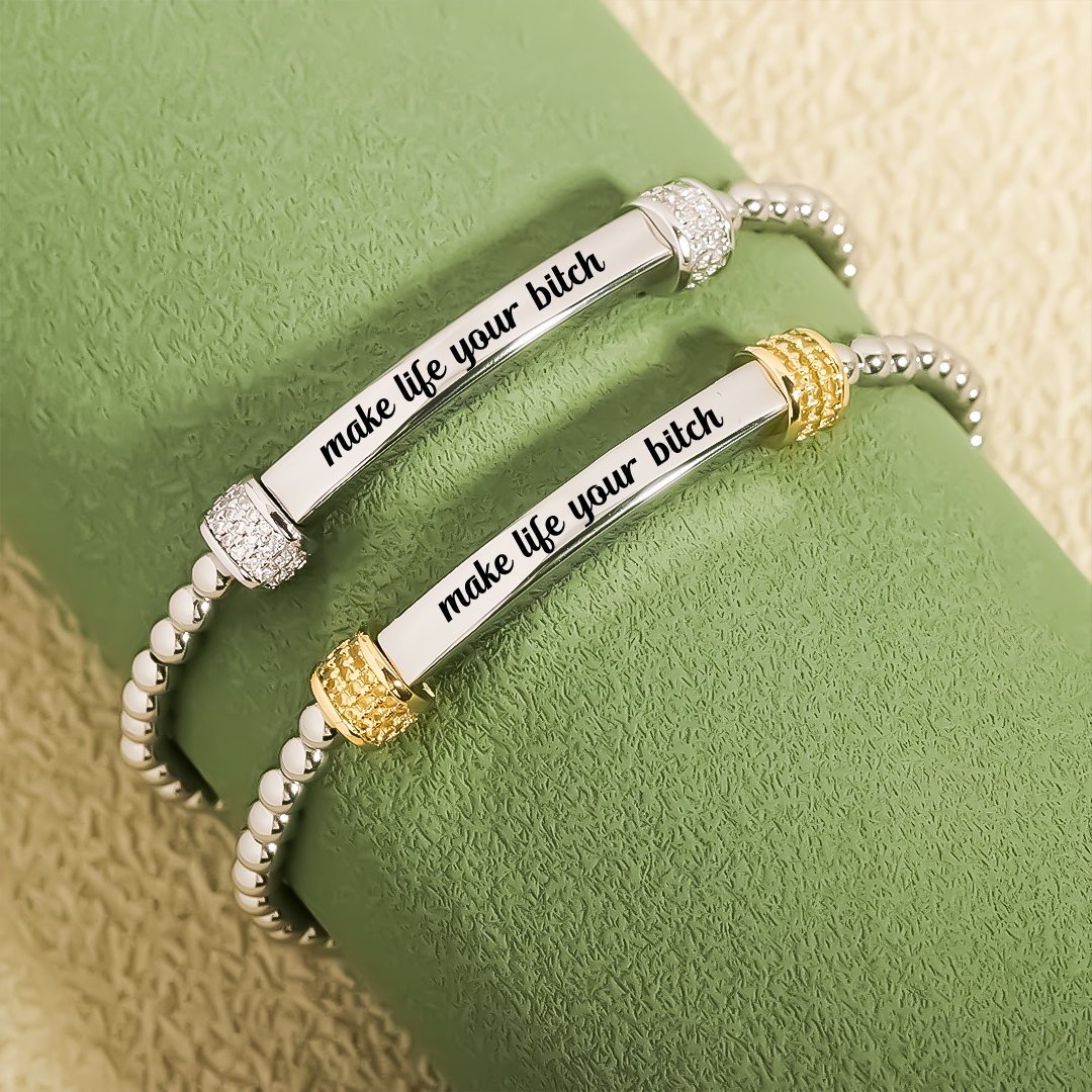 Fighting Long Diamond Beaded Stretch Bracelet