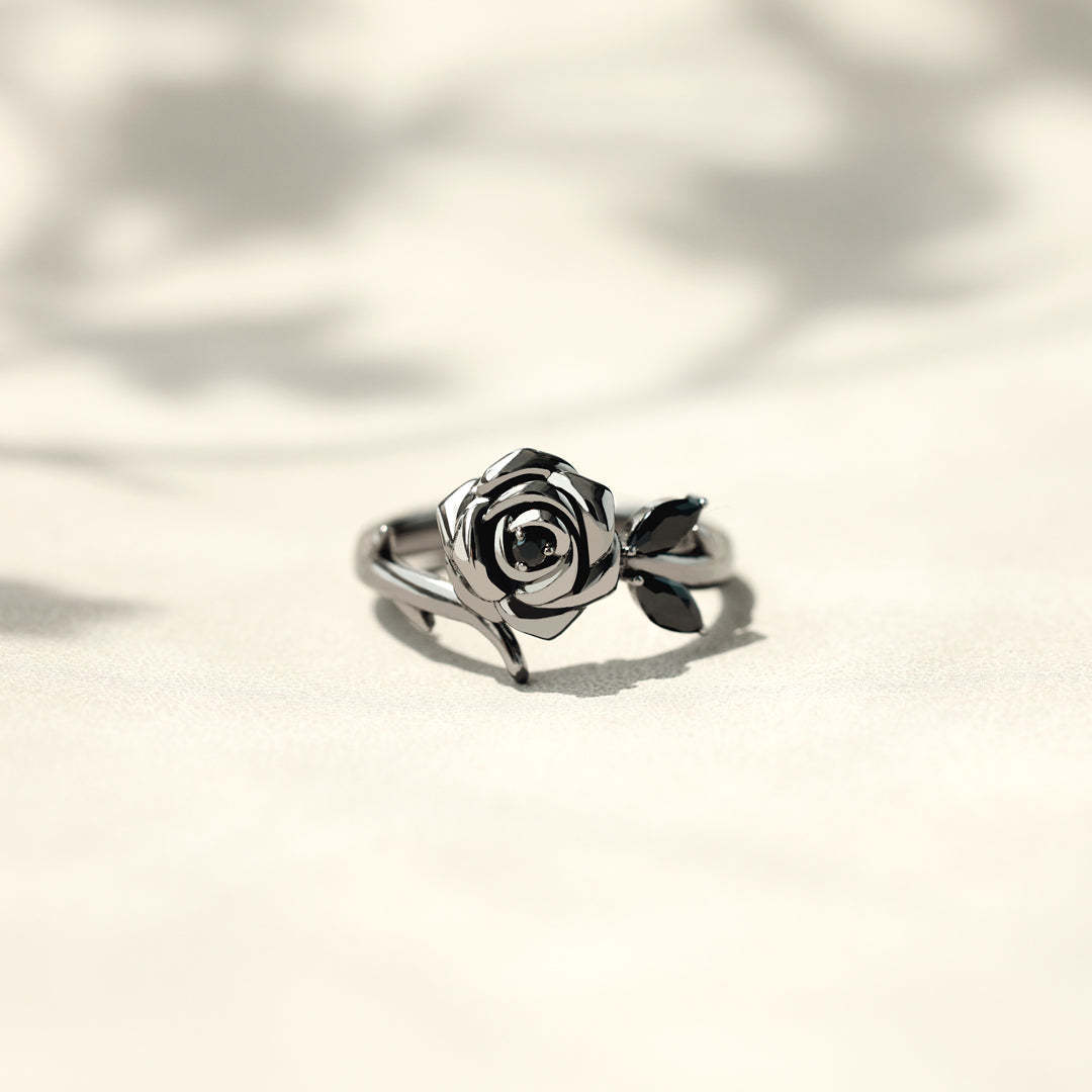 For Daughter-Burned and Survived Engraved Black Rose Ring