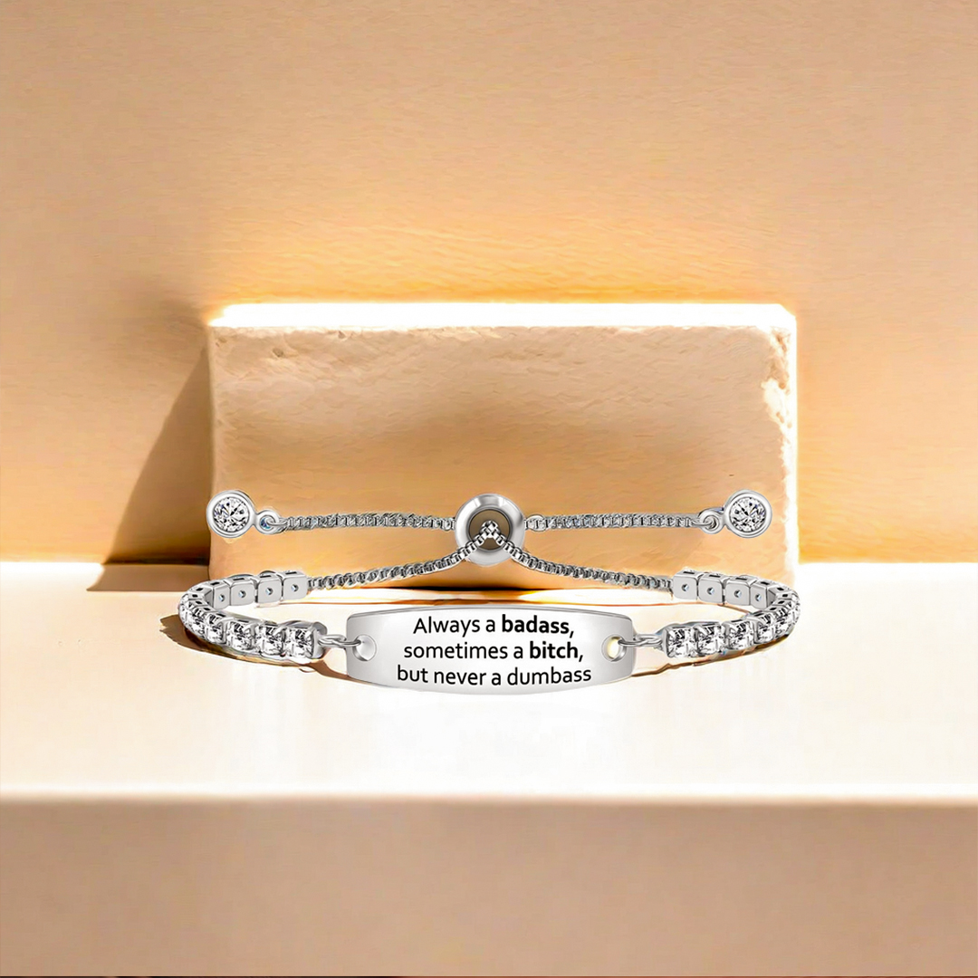 Badass Bitch Engraved Tennis Bracelet