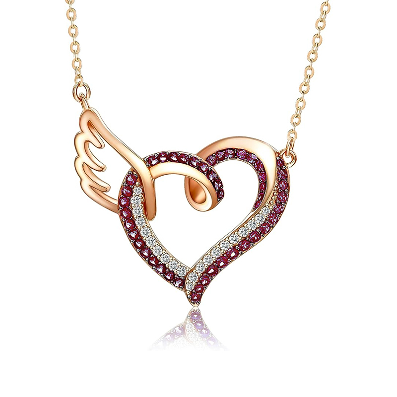 For Memorial - Life And Death Birthstone Love Wings Necklace