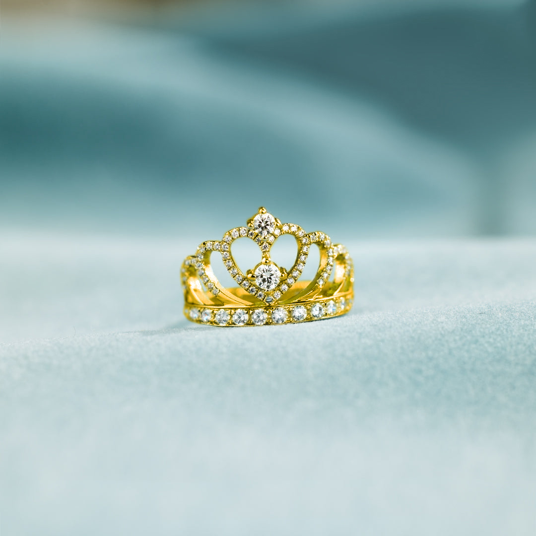 For Daughter - S925 I Love You Forever And Always Sterling Silver Crystal Crown Ring