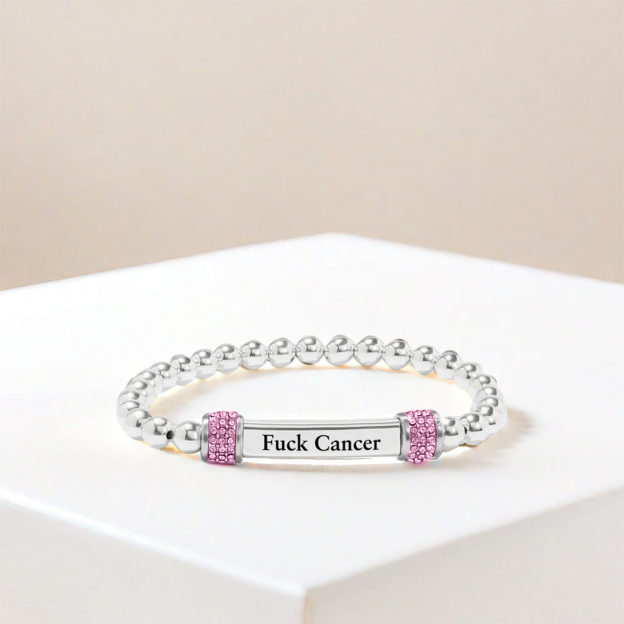 Fuck Cancer With Diamond Bead Bracelet