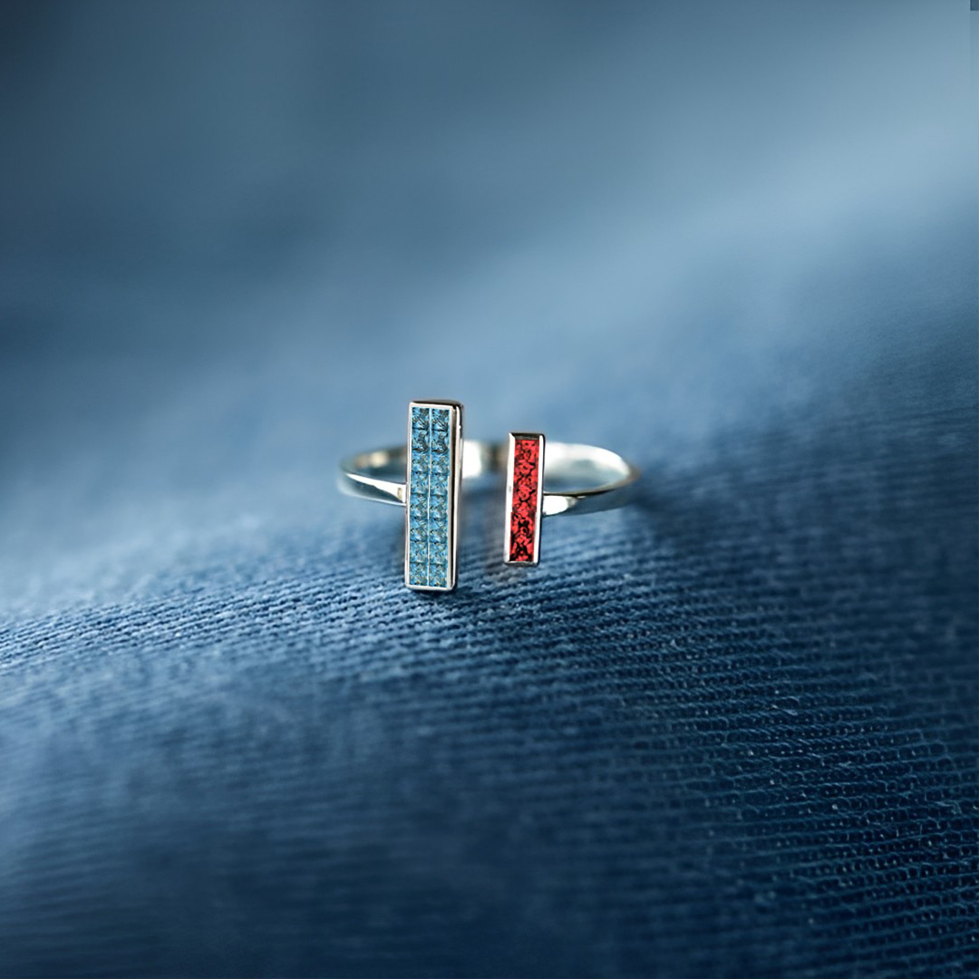 For Mother/Daughter -Thick and Thin Customized Birthstones Ring