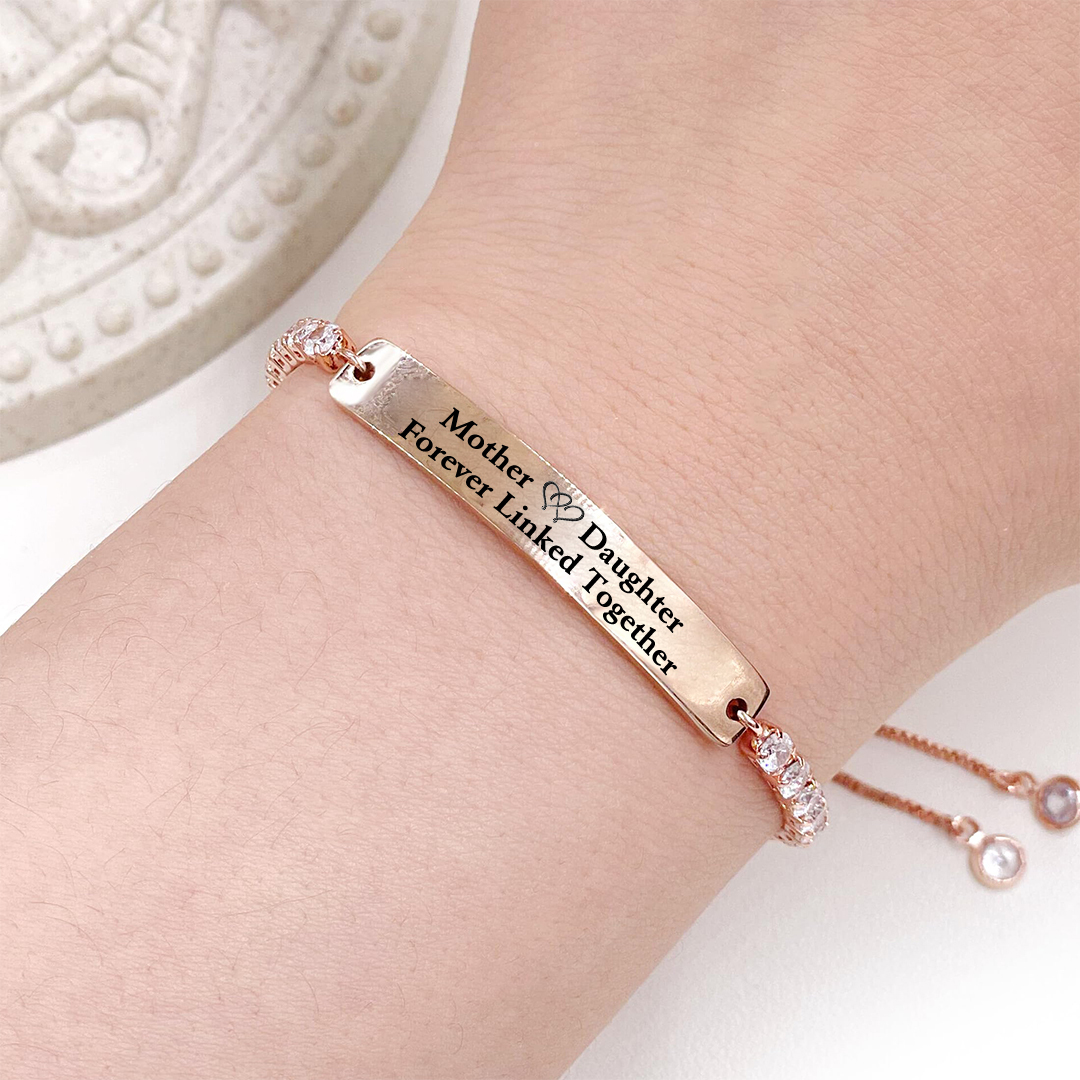 Mother and Daughter Forever Linked Together Long Strip Tennis Bracelet