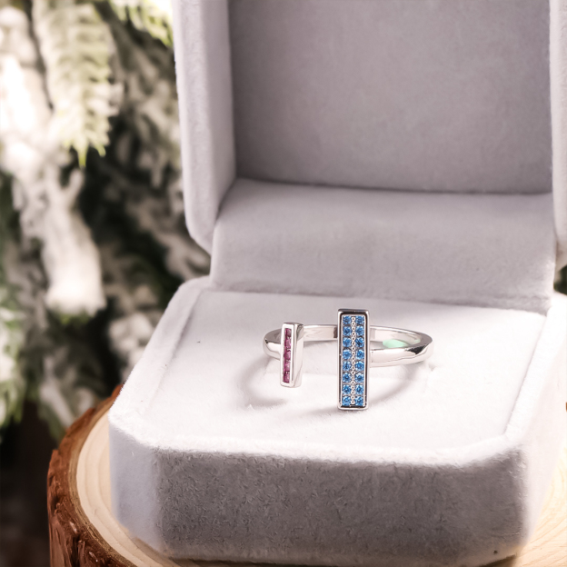 For Mother/Daughter -Thick and Thin Customized Birthstones Ring