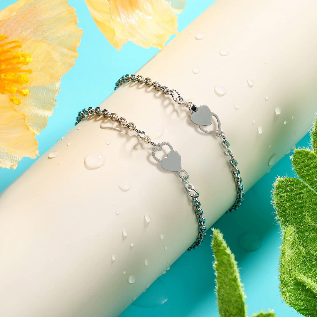 For Mother/Daughter - Lying Down Heart Bracelet Set