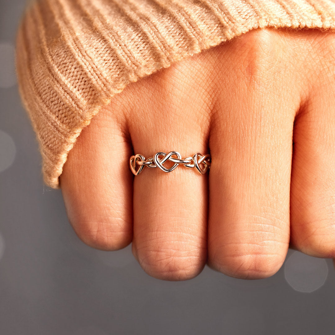 Mother & Daughter Always Connected Infinity Heart Knot Ring