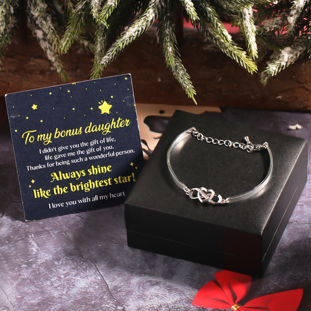 For Bonus Daughter - Infinity Heart Bracelet with Luxury Black Box